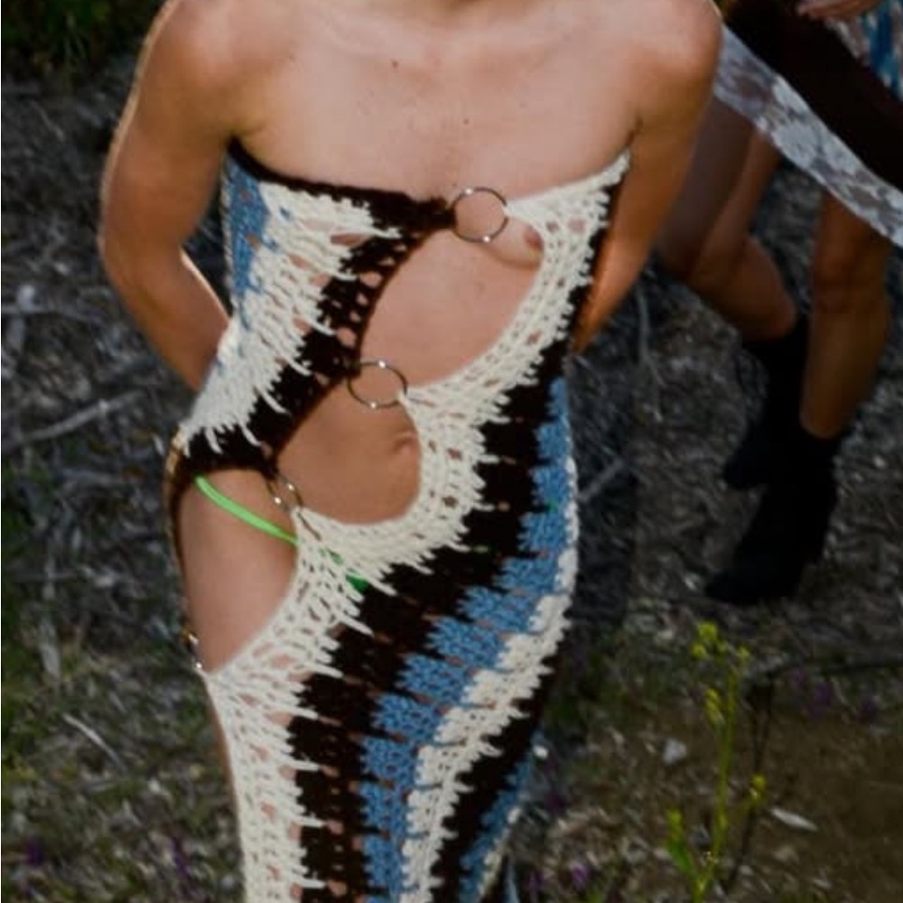 Handmade custom Bailey Prado Crochet Dress beach cover up size xs/small